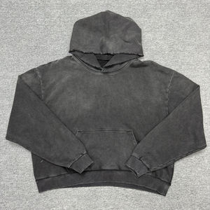 Sweat à capuche ample en molleton personnalisé 100% coton respirant, fermeture éclair satinée surdimensionnée, motif uni brodé, fermeture éclair régulière, hiver - Product Image 4