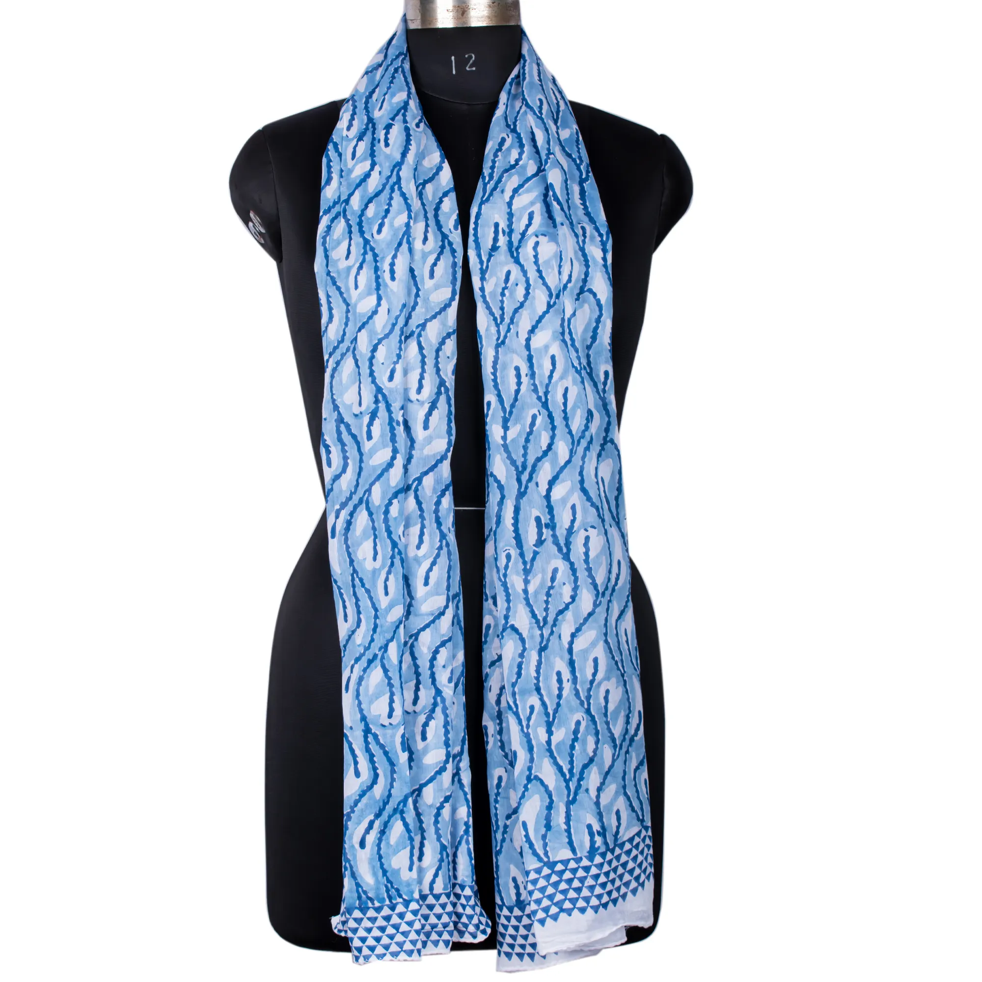 Sciarpa in Voile di cotone leggero alla moda all'ingrosso con stampa a mano indiana con copertura da spiaggia Sarong Sky Blue Pareo sciarpe all'ingrosso