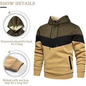 เสื้อฮู้ดขนแกะสวมหัวแขนยาวสำหรับผู้ชายเสื้อสเวตเชิ้ตลำลองแบบสวมหัวมีสีแปลกใหม่ - Product Image 4