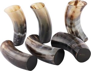 แก้วช็อตไวกิ้งฮอร์นทำมือแกะสลักด้วยมือแก้วทรงสั้นทำจากเขาควายแท้ - Product Image 1