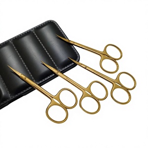 Tijeras Profesionales para Bebés de Acero Inoxidable con Cuchilla Curva de Plasma Dorado, Instrumentos de Belleza con Logotipo Personalizado - Product Image 1