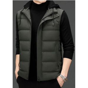 Personnalisation Veste matelassée unisexe à demi-manches OEM Tissu peigné matelassé sans manches coupe-vent avant Logo rempli de coton mince - Product Image 2