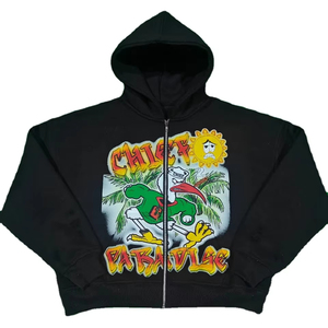 Sweat à capuche zippé décontracté d'hiver imprimé DTF de qualité supérieure, en polaire doux, personnalisé, impression couleur intégrale sans fissures, 100% coton - Product Image 1