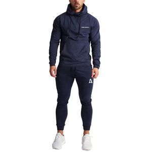 Top qualité hommes 2 pièces survêtement sport vêtements de sport hommes à capuche et pantalon de jogging ensemble décontracté pull à capuche survêtement - Product Image 2