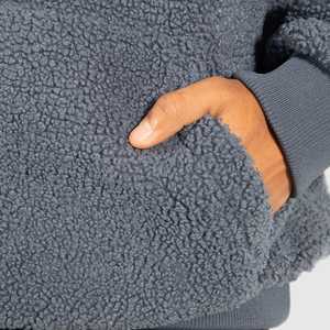 Pull-over d'hiver à capuche en polaire Sherpa pour hommes, veste doudoune d'hiver avec patchwork brodé, bloc de couleurs et capuche - Product Image 5