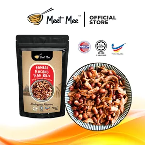 HALAL MEET MEE - Bocadillos Crujientes Picantes de Cacahuete y Anchoas con Sambal Kacang Ikan Bilis - Snack Frito de Semillas Duras - Product Image 1