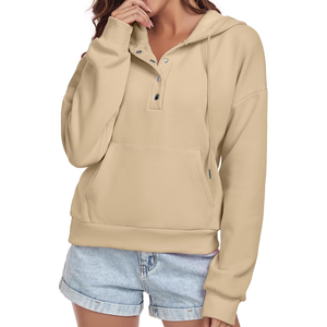 Sudadera Coreana de tendencia Kangaroo Pocket Drop Shoulder Sweater Mujeres Hoodies Casual Pullover Manga larga Algodón - Product Image 2