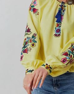 Caliente vestido ucraniano estampado ligero cuello redondo suelto Maxi vestido 100% algodón bordado a mano escote profundo vestido largo OEM elegante - Product Image 3