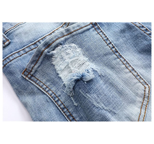 Jean déchiré en Denim pour homme, pantalon de motard de haute qualité, noir, déchiré, coupe crayon, Locomotive, fermeture éclair, pantalon Hip Hop - Product Image 4