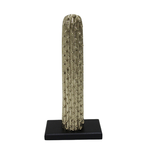 Meilleure vente sculpture décorative cactus en aluminium avec base rectangle en bois laiton brut EPL décor de bureau à domicile et de salon - Product Image 1