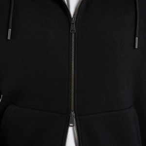 Sudadera con capucha y cremallera unisex personalizada al por mayor para hombre de algodón básico negro con cremallera de gran tamaño y logotipo personalizado para invierno - Product Image 5