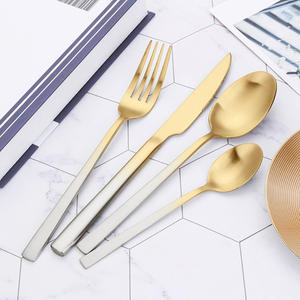 Cubiertos chapados en oro pulido con estilo moderno Juego de Cubiertos de boda real de acero inoxidable para restaurantes Cena - Product Image 1