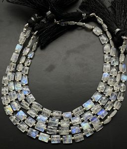 Pierre de lune arc-en-ciel naturelle de haute qualité perles en forme de rectangle à facettes bonne qualité pierre fantaisie - Product Image 1