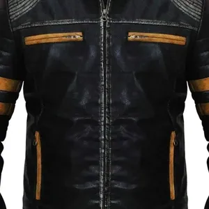 Chaqueta de piel de vaca para hombre de estilo europeo personalizable de alta calidad, de gran tamaño, con cuello levantado, impermeable, transpirable para - Product Image 6