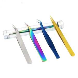 Pinces à épiler pour extensions de cils, rose, acier inoxydable, pointes en fibre super dures, haute précision, antistatiques, pinces à épiler professionnelles - Product Image 2