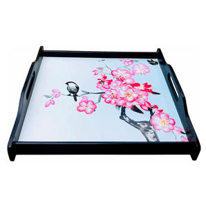 Artículos para el hogar de madera BANDEJA REDONDA DE AC Material LACADO NATURAL Utensilios de cocina fáciles de usar Bandeja de servicio de madera - Product Image 5