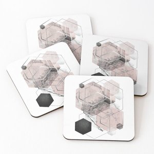 Printed Acacia Solid Wood <b>Coaster</b> <b>Set</b> with Holder Insulation Mat for Home Trendy Product for Table Decoration From India - Product Image 1
