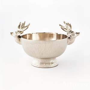 Refroidisseur à vin en métal en forme de tête de cerf avec deux poignées en forme de cerf pour bar et usage domestique - Product Image 1