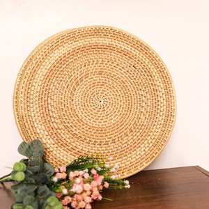 Classic Flower Shaped Wood Weaving Eco-Friendly Cup <b>Placemat</b> <b>and</b> <b>Coaster</b> <b>Set</b> of 4-6 Pieces - Product Image 2