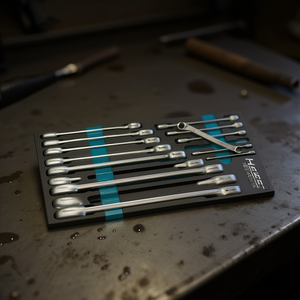 Juego de llaves de doble boca Hazet de 15 piezas con agarre de mordaza para sujetadores en espacios reducidos - Product Image 3