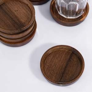 YOUR FOR STURDY MORDEN MULTI <b>WOODEN</b> COASTERS Functional Handmade Craft Drink Bamboo Coasters 6-Pack Set with Holder - Product Image 3