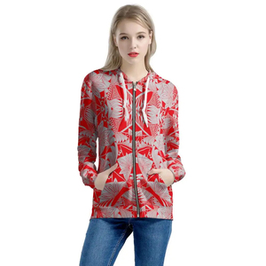Sudaderas con capucha personalizadas con cremallera para mujer con patrón de Estilo Hawaiano polinesio al por mayor para mujer sudaderas con capucha de sublimación transpirables de gran tamaño - Product Image 5