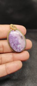 จี้ทำมือจากทองเหลืองประดับพลอยลาพิโดไลต์สีน้ำเงินธรรมชาติ - Product Image 3