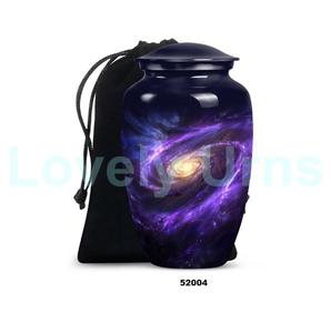 Meilleure vente Urne de crémation galaxie en aluminium noir pour adultes pour cendres humaines Grande urne funéraire décorative avec sac en velours gratuit - Product Image 1