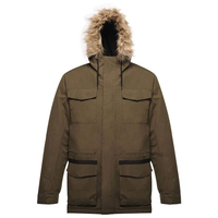 Top-Trend Atmungsaktive Neue Herren-Canvas-Parka-Jacke mit Langer Pelzkapuze in Dunkel-Olivgrün mit Komfortabler Passform