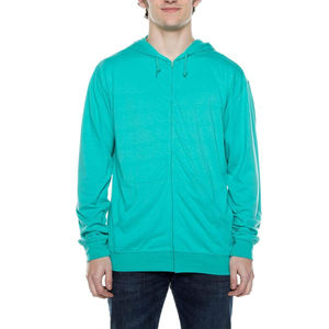 Sudadera con capucha completa transpirable de algodón recortada lisa con bordado de rizo francés con logotipo personalizado para hombre - Product Image 4
