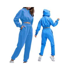 ชุดวอร์มสีน้ำเงินสำหรับผู้หญิง,ชุดวอร์มฟิตเนสลำลองดีไซน์เปล่า - Product Image 2