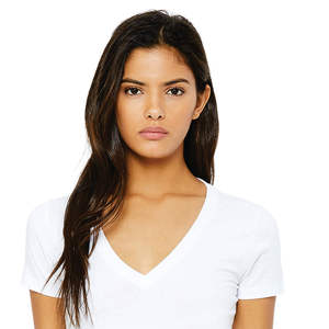 Airlume-Camiseta blanca de algodón peinado con cuello en V para mujer, camiseta de manga corta de 30 oz, 100% - Product Image 4