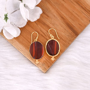 Boucles d'oreilles bohèmes en laiton avec pierre de jaspe serpent, bijoux ethniques faits à la main, boucles d'oreilles en laiton de haute qualité, commande en gros - Product Image 4