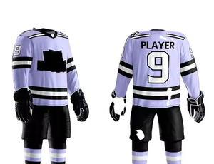 Vente en gros de vêtements de hockey sur glace OEM confortables pour hommes, uniformes réglables de nouveau design, ensembles de vente chaude avec logo personnalisé et nom de l'équipe - Product Image 4