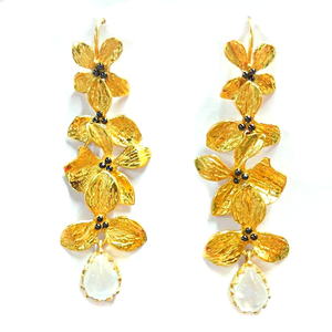 แฮนด์เมดดอกไม้925เงินสเตอร์ลิงชุบทองพลอยธรรมชาติพรรคสวมใส่ครบรอบของขวัญแต่งงานวันเกิด - Product Image 3