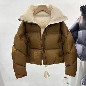 Parka d'hiver pour femme, manches longues, rembourrée, en peau de mouton, coton, veste unie, courte, slim, col roulé, fermeture éclair, imperméable - Product Image 5