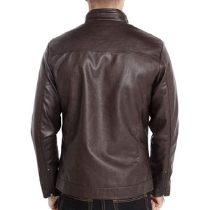 2025 llegada Unisex diseño Color bloque hombres chaqueta de cuero genuino personalizado de alta calidad hombres chaqueta de cuero al por mayor - Product Image 2