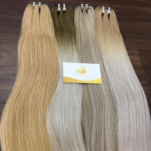 Extensions de cheveux humains, lisses, ondulées, couleur claire, 100% cheveux vierges Remy du Vietnam, extensions de cheveux épaisses, trame nouée à la main, double - Product Image 1