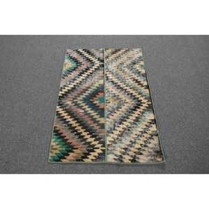 Tapis turc vintage 2,1 x 3,1 pieds, petit tapis, tapis en laine camouflage vert brun - Product Image 1