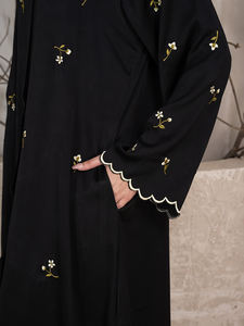 OEM ODM Abaya noire classique traditionnelle personnalisée vêtements islamiques 100% polyester tissu Tik Tok avec broderie Abaya pour femmes - Product Image 6