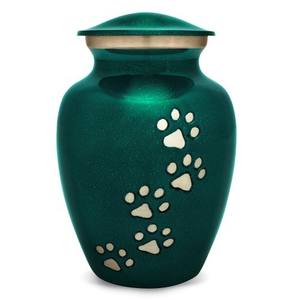 Urnas de Cremación para Mascotas de Latón de Alta Calidad con Diseño de Huella Dorada y Parte Superior Negra Acabada, Urnas Clásicas de Metal para Mascotas - Product Image 4