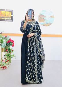 Meilleures ventes Robe de soirée en georgette pour femmes avec Dupatta Nouveau créateur de soie et rayonne Salwar Plus Size Available - Product Image 6