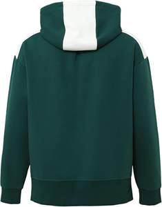 เสื้อฮู้ดบล็อกสีสำหรับผู้ชาย สีเทา-เขียว ผ้าฝ้าย 100% แบบสวมหัว พิมพ์ลายดิจิทัล โลโก้ด้านหน้า มีกระเป๋า สไตล์ลำลอง สตรีทแวร์ แบบสั่งทำ - Product Image 2