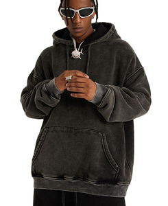 Custom logo <b>Black</b> Oversize Pullover <b>Hoodies</b> Unisex Vintage Acid Wash 500 GSM Hoodie ultra Soft Heavyweight Hoodie - Product Image 4