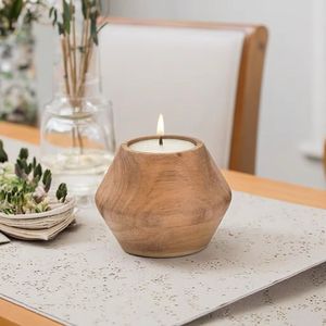 Wood Candlestick Elegance Decorative Wooden Candlestick Home And Hotel Coffee Table Decorative Wooden <b>Candle</b> Holder - Product Image 5