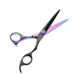 Tijeras de corte de pelo de peluquero recubiertas de negro y titanio, tijera de salón de acero y Metal con tornillo ajustable de 5,5 pulgadas - Product Image 2