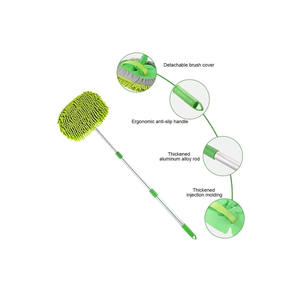 Brosse de lavage de voiture multifonctionnelle en microfibre avec chiffon de détail de rechange, manche télescopique long, taille unique - Product Image 2