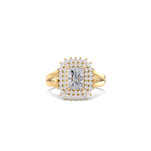 IGI Certified Radiant Cut Lab Grown Diamond Double Halo <b>Split</b> Shank Engagement-Wedding <b>Ring</b> in 9K Yellow / White & Rose Gold - Product Image 6