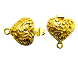 20X25X8MM 1-2-3 Brin Coeur Bali Boîte Fermoir Plaqué Or 18K Bijouterie Boîte Fermoir Simple Multi Brin B202 - Product Image 2