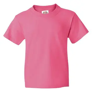 Hot Pink Kids Half Sleeves Summer Men's 100% Cotton T-shirt Design Customized Logo Crew Neck Tee Shirt